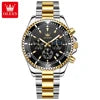 Luxury OLEVS 2870 Waterproof Chronograph Luminosos Analogue Crescent Steel Multifuncional Com Tres Olhos Homem Quartz SmartWatch