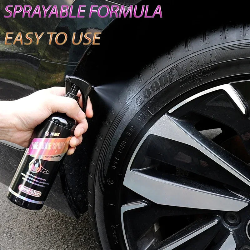 Car Tire Shine Coating Tyre Gloss Plastic Rubber Wheel Restorer Agent Spray Polishing Brightener Auto Car Detailing
