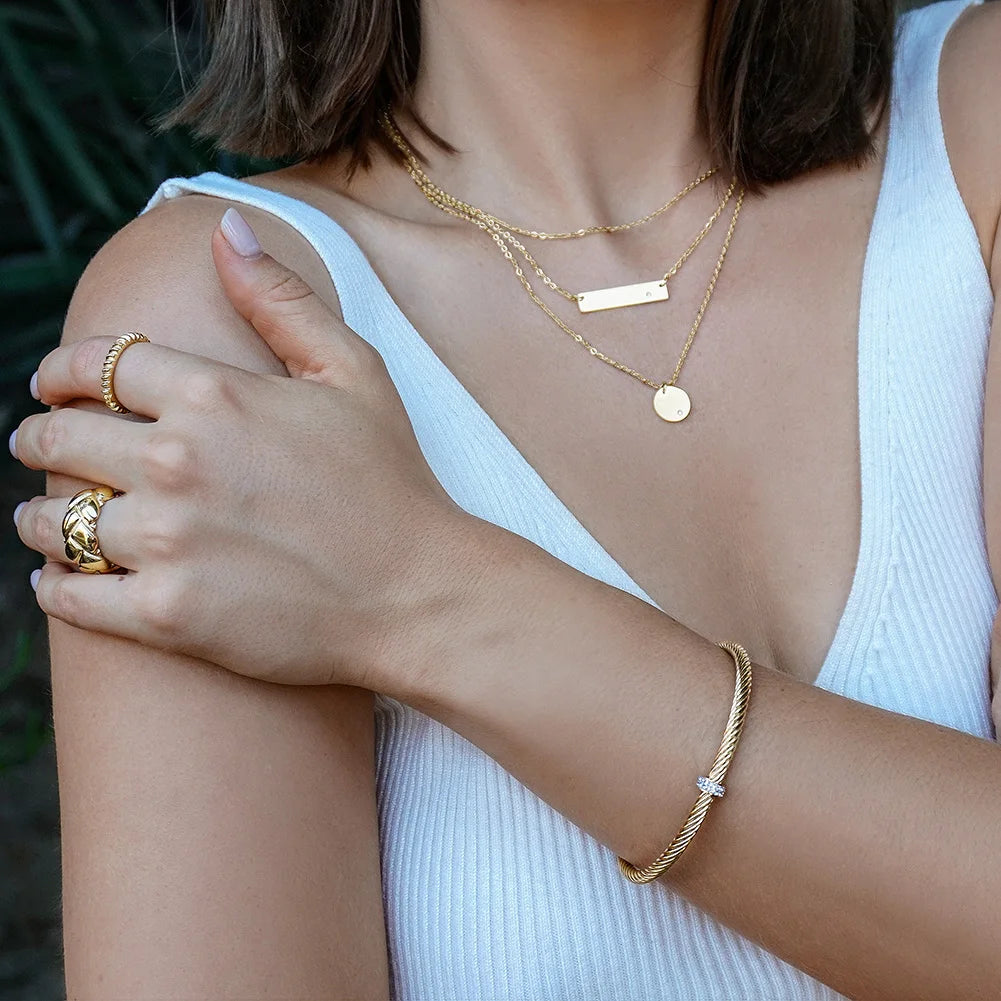 Cross-Border Geometric Metal Sequin Choker Trendy Multi-Layer Short Necklace with Butterfly Shape Stainless Steel Jewelry