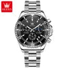 Luxury OLEVS 2870 Waterproof Chronograph Luminosos Analogue Crescent Steel Multifuncional Com Tres Olhos Homem Quartz SmartWatch