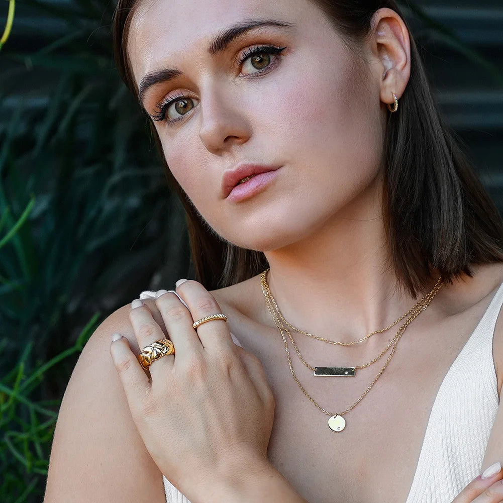Cross-Border Geometric Metal Sequin Choker Trendy Multi-Layer Short Necklace with Butterfly Shape Stainless Steel Jewelry