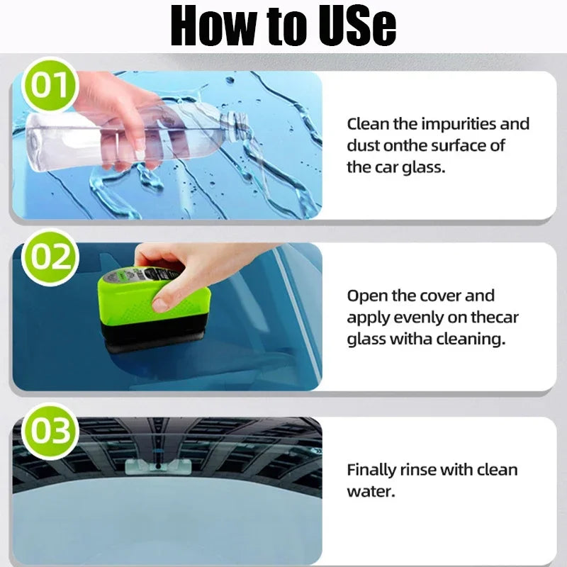 1Pc Car Glass Oil Film Wipe-front Windshield Side Window, Oil Removal, Dirt Removal, Coating, Crystal Plating, Strong Cleaning