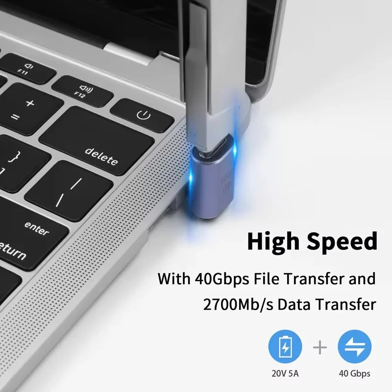 USB4.0 40Gbps 90° Right Angle Type C Adapter PD 100W Fast Charging Converter 8K 60Hz Video OTG Adapter for MacBook