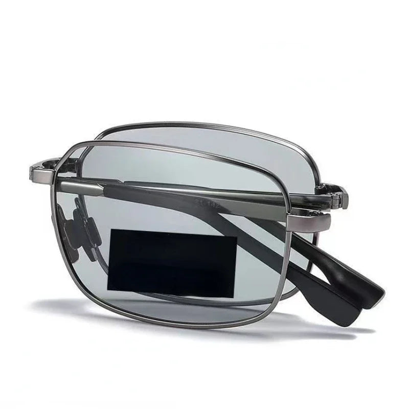 Men Folding Photochromic Sunglasses with Polarized Lens Rectangle Metal Summer Male Shades 2024 Trending Products