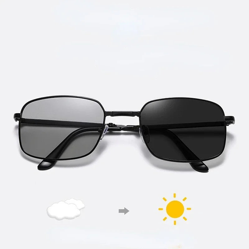 Men Folding Photochromic Sunglasses with Polarized Lens Rectangle Metal Summer Male Shades 2024 Trending Products