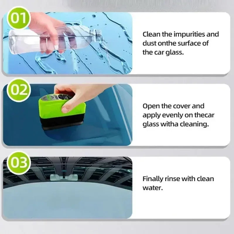 New Green Car Glass Oil Film Remover - Powerful Wipe & Polishing Cleaner with Crystal Coating Protection