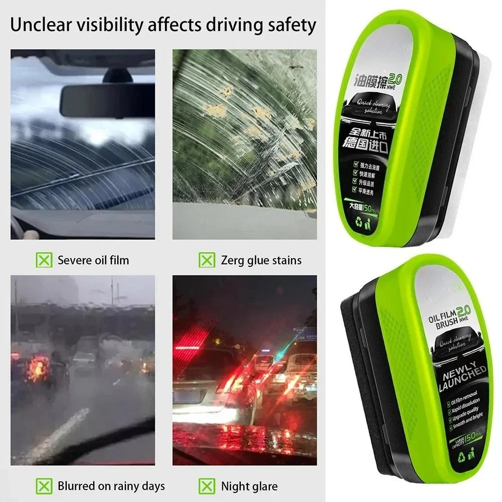 Car Glass Oil Film Wipe, Front Windshield Side Window, Oil Removal, Dirt Removal, Coating, Crystal Plating, Strong Cleaning