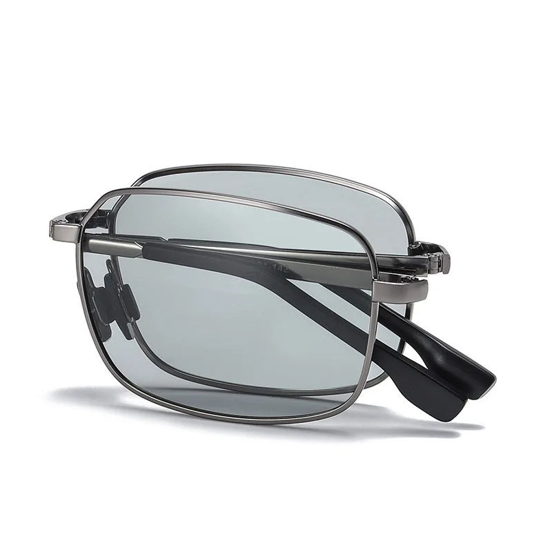 Men Folding Photochromic Sunglasses with Polarized Lens Rectangle Metal Summer Male Shades 2024 Trending Products