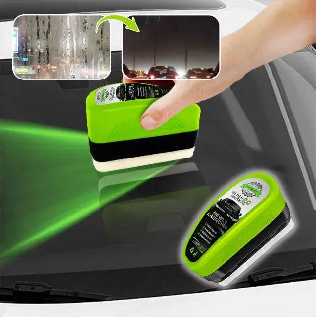 New Green Car Glass Oil Film Remover - Powerful Wipe & Polishing Cleaner with Crystal Coating Protection
