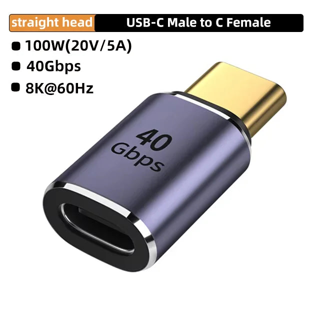 USB4.0 40Gbps 90° Right Angle Type C Adapter PD 100W Fast Charging Converter 8K 60Hz Video OTG Adapter for MacBook