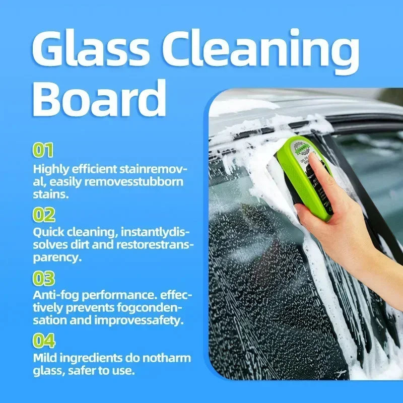 New Green Car Glass Oil Film Remover - Powerful Wipe & Polishing Cleaner with Crystal Coating Protection